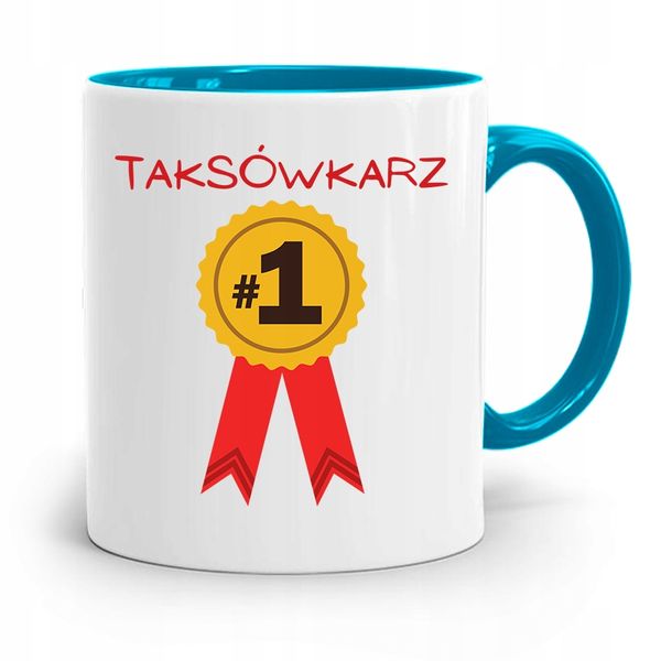 Kubek Błękitny Dla Taksówkarza Numer Jeden Prezent Z Nadrukiem Ze Zdjęciem zdjęcie 1