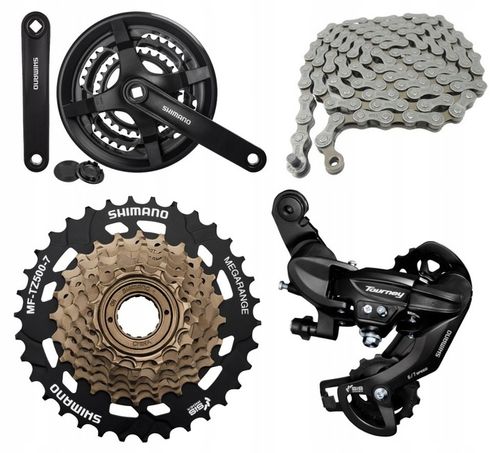 ZESTAW NAPĘDU SHIMANO 7rz KORBA 42T, WOLNOBIEG 34T, PRZERZUTKA, ŁAŃCUCH 3x7 na Arena.pl