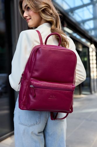 Skórzany plecak A4 duży pojemny do szkoły Włoski kremowy P16 na Arena.pl