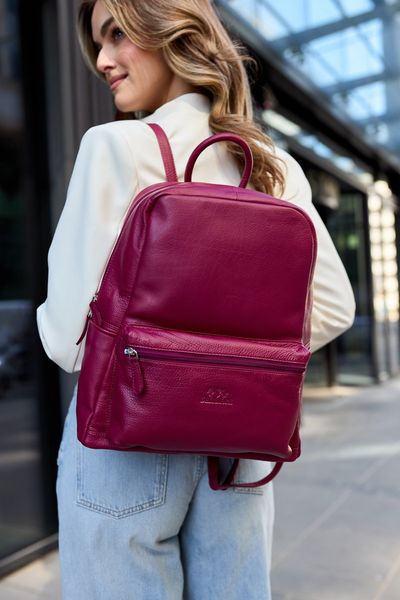 Skórzany plecak A4 duży pojemny do szkoły Włoski kremowy P16 zdjęcie 2