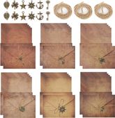 60x ZESTAW KOPERTY PAPIEROWE WISIORKI LINKI JUTOWE PAPIER ANTYCZNY VINTAGE