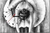 60CM 40CM ZEGAR OBRAZ BALETNICA CZERNI BIELI DRUK PŁÓTNO RAMA