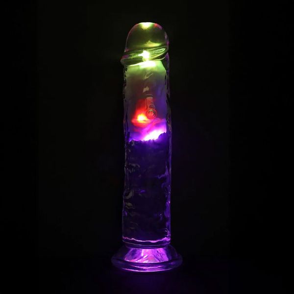 Led Vibrating Straight Cock - 20 Cm - Transparent zdjęcie 6