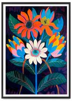 Plakat w ramie kolorowe kwiaty ilustracja 61x91 cm w czarnej ramie