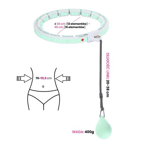 Hula-Hop z wypustkami, obciążnikiem i licznikiem HHW06 HMS zielony na Arena.pl