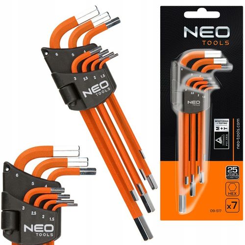 NEO KLUCZE SZEŚCIOKĄTNE IMBUSOWE 1.5-6 MM ZESTAW IMBUSY ZESTAW 7 SZT DŁUGIE na Arena.pl