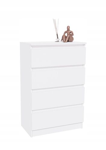 Komoda biała, 4 szuflady, szafka RTV, 60 cm, nowoczesna, salon, na Arena.pl