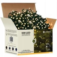 ŚWIATEŁKA LAMPKI LED ZEWNĘTRZNE CHOINKOWE BIAŁE CIEPŁE + FLASH 500 LED 40m