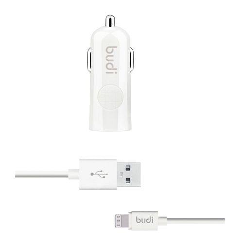 Ładowarka samochodowa USB+kabel Lightning (Biały) na Arena.pl