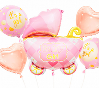 balony foliowe róż - zestaw wózek 5 szt. | bz-hwzr