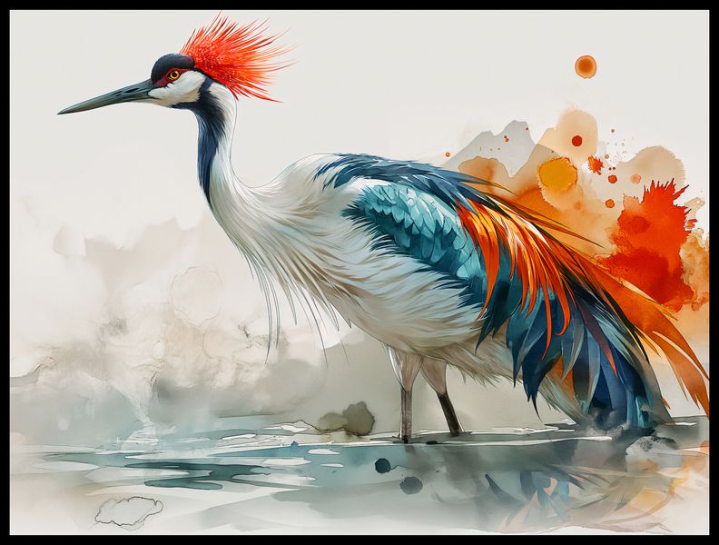 Plakat 80x60cm Żuraw w Akwareli zdjęcie 2