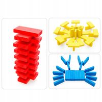 DOMINO Duże drewniane kolorowe KLOCKI + PRZESZKODY OGROMNY ZESTAW 1000 el