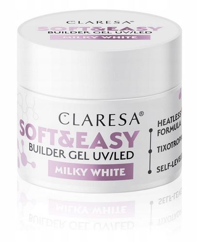 CLARESA SOFT&EASY ŻEL BUDUJĄCY UV/LED GEL BUILDING 45g MILKY WHITE na Arena.pl