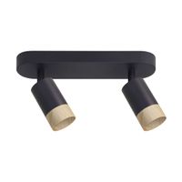 Conti lampa sufitowa listwa czarny 2x15W GU10 klosz czarny+drewniany