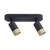 Conti lampa sufitowa listwa czarny 2x15W GU10 klosz czarny+drewniany