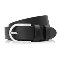 pasek damski skórzany czarny 90 cm ze srebrną klamrą paolo peruzzi