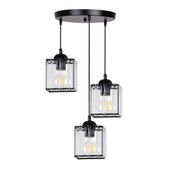 Glassia lampa wisząca talerz czarny 3x40 E27 klosz czarny+kryształy bezb