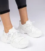 Białe sneakersy stylowe na masywnej podeszwie Lukaro 38