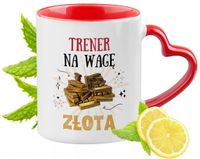 Kubek Czerwony Z Uszkiem W Kształcie Serca Dla Trenera Na Prezent