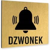 Tabliczka DZWONEK TEKST NAPIS Tablica nierdzewna PIKTOGRAM ALUMINIUM ZŁOTA
