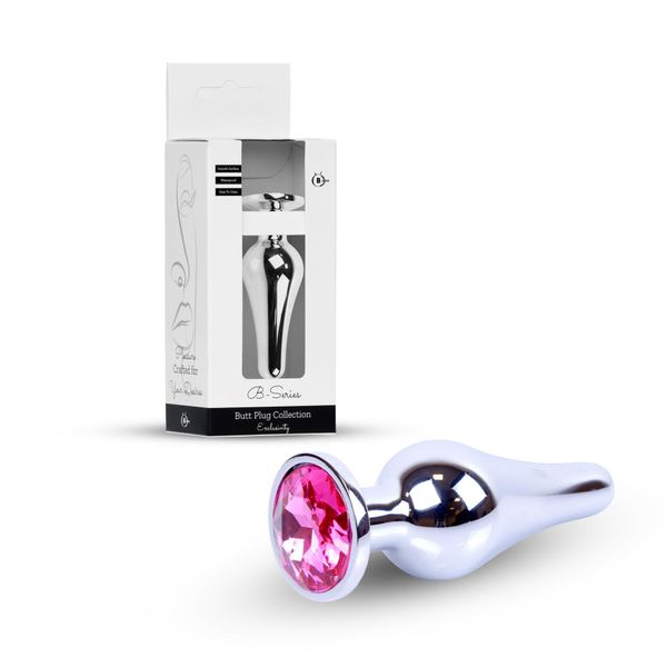 Plug-Jewellery Silver Butt Plug- Pink zdjęcie 10