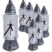 Cer-Far Znicz Krzyż z Żałobną Wstęgą Lampion 7 Sztuk