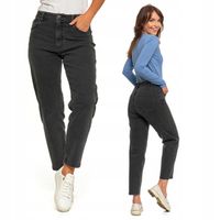 Spodnie Mom Fit Jeansowe Damskie z Wysokim Stanem Luźne Jeansy MORAJ r. 36