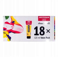 Zestaw 18 farb akrylowych AMSTERDAM Talens artystyczne wodne mix 18x120ml