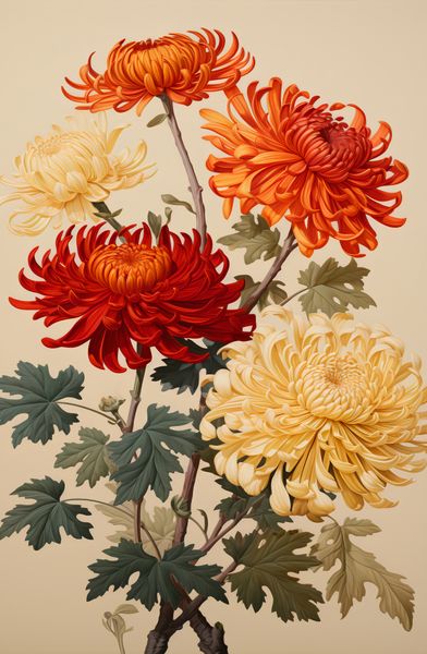 Plakat 53x81cm Tańczące Chryzantemy zdjęcie 1