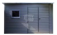 Schowek - domek 4x3m - brama - okno - antracyt - dach spad w tył GP623