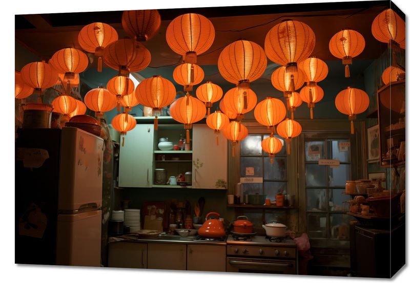Obraz 70x50cm W Blasku Lampionów zdjęcie 1