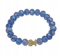 Bransoletka z niebieskich fasetowanych koralików z przekładką miś