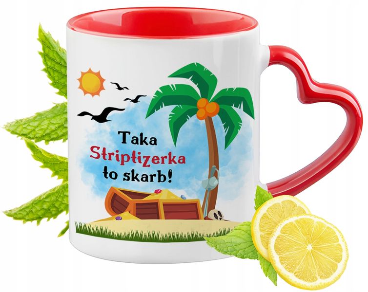 Kubek Czerwony Z Uszkiem W Kształcie Serca Dla Striptizerki Na Prezent zdjęcie 1