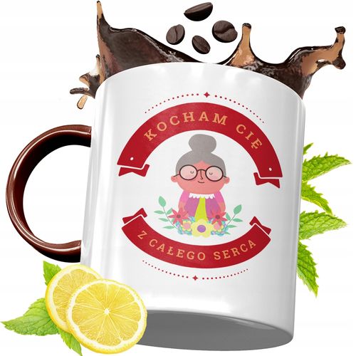 Kubek Bordowy Dla Babci Na Urodziny Prezent Z Nadrukiem Ze Zdjęciem na Arena.pl