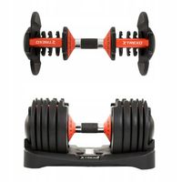 Hantel REGULOWANY do ćwiczeń XTREXO ciężarki 24kg GUMOWANE ŻELIWNE