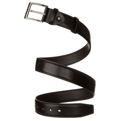 brązowy pasek męski ze skóry ekologicznej ze srebrną, klasyczną klamrą 135 na Arena.pl