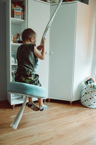 talerz-huśtawka tapicerowana niebieska MALPISZON.PL na Arena.pl