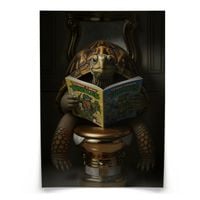 PLAKAT DO ŁAZIENKI WC ŻÓŁW Z KOMIKSEM W TOALECIE ABSTRAKCJA 50cm x 70cm