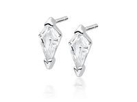 Eleganckie rodowane srebrne kolczyki romby białe cyrkonie srebro 925 Z1721E