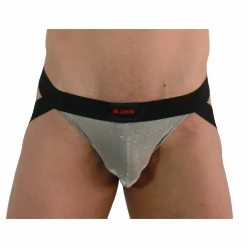 burn jockstrap 001 błyszczący beż/czarny l - designerski pas biodrowy na Arena.pl
