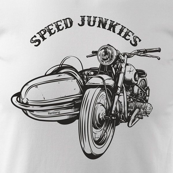 Koszulka stary motocykl klasyk Speed Junkies męska biała REGULAR XL zdjęcie 2
