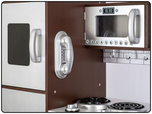 KUCHNIA DREWNIANA DLA DZIECI RETRO KUCHENKA DUŻA ŚWIATŁO LED + TABLICA na Arena.pl