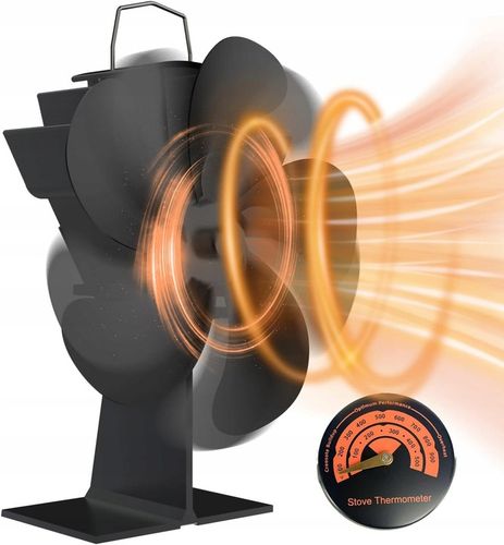 WENTYLATOR KOMINKOWY DO PIECA 5 ŁOPATEK CICHY WIATRAK 40DB ZASILANY na Arena.pl
