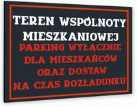 Tabliczka informacyjna znak nadruk UV 30x20 teren wspólnoty mieszkaniowej