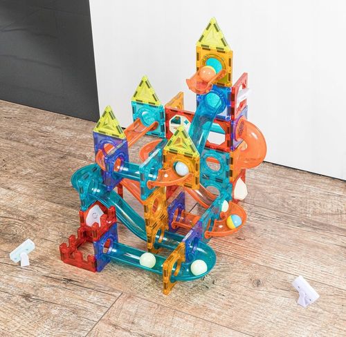 KLOCKI MAGNETYCZNE ŚWIĘCĄCE TOR KULKOWY KLOCKI KONSTRUKCYJNE KULODROM 110EL na Arena.pl