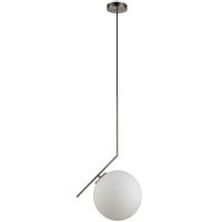 Wisząca LAMPA loftowa CONDI MDM-7475/1-M-SN MDECO metalowa OPRAWA zwis szklana kula ball satyna biała