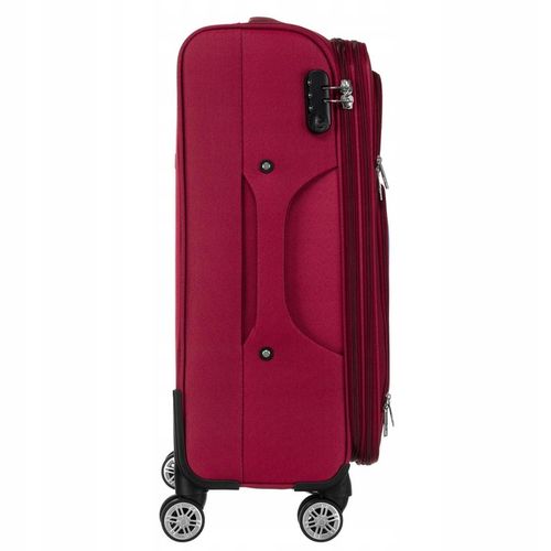 Duża walizka z wytrzymałej tkaniny poliestrowej w czerwono-niebieskim kolor na Arena.pl