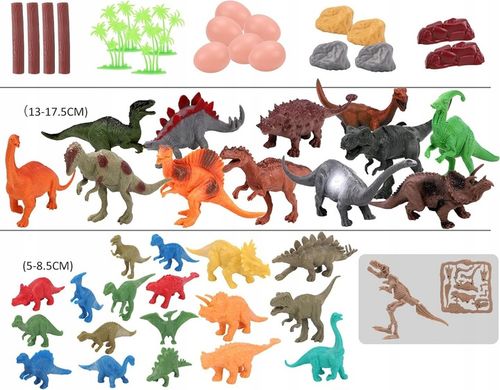 DUŻY ZESTAW FIGUREK Z DINOZAURAMI DLA DZIECI 52 ELEMENTY W KUFERKU DŻUNGLA na Arena.pl