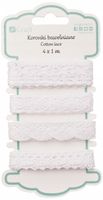 KORONKI BAWEŁNIANE 4 X 1M BRIDAL WHITE 7201