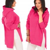 F596 Luźna pastelowa BLUZA z wycięciami